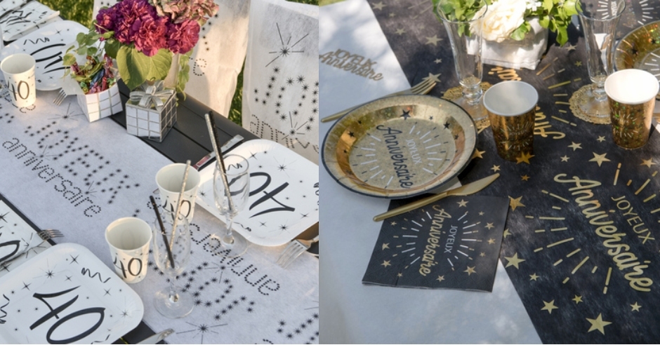 Decoration De Table Sur Le Theme Joyeux Anniversaire Chic Articles De Fete Decoration Mariage Deco De Table Anniversaire