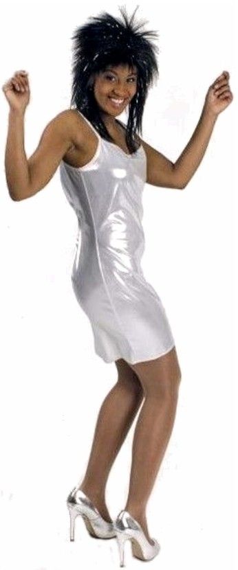 Chaks 31 250714 06 Deguisement ROBE courte brillante ARGENT adulte taille L