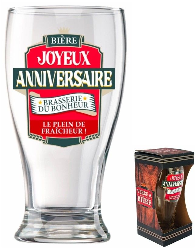 Verre A Biere Joyeux Anniversaire Avec Cartonr
