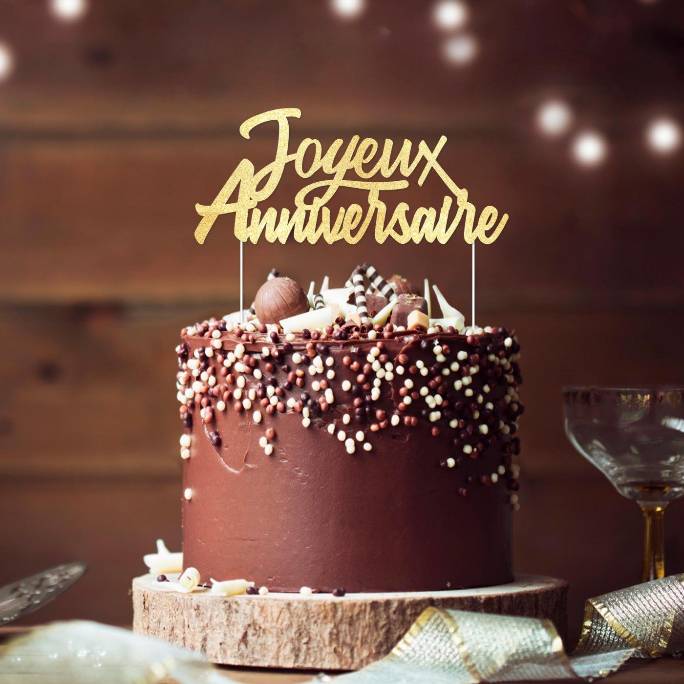 Cake Topper Gateau Joyeux Anniversaire Chic, Or - Anniversaire Chic -  ANNIVERSAIRES - IDEES DECO
