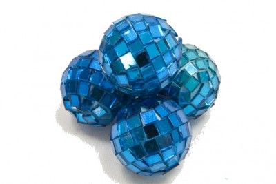 Sachet de 4 petites Boules à facettes disco, Turquoise