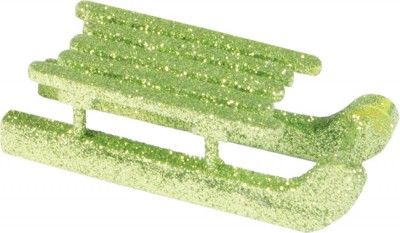 Chaks 0303-91, Sachet de 4 petites Luges 6,5cm en bois, Vert pailleté
