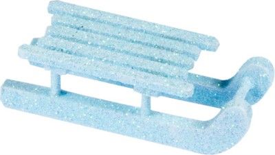 Chaks 0303-93, Sachet de 4 petites Luges 6,5cm en bois, Bleu polaire pailleté