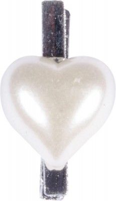 Chaks 0307-41 Sachet de 6 Coeurs 2,5cm sur pince, Blanc nacre