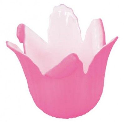 Chaks 0559-05, LOT 6 Bougeoirs verre Photophore Fleur 8,5cm Fuchsia