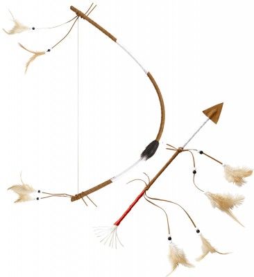 Arc indien avec flèche et plumes, réaliste 60 cm