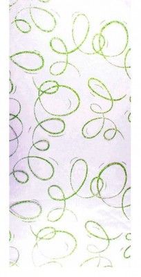 Chaks 0818-11, Chemin de table Blanc paillettes Serpentins Vert lime