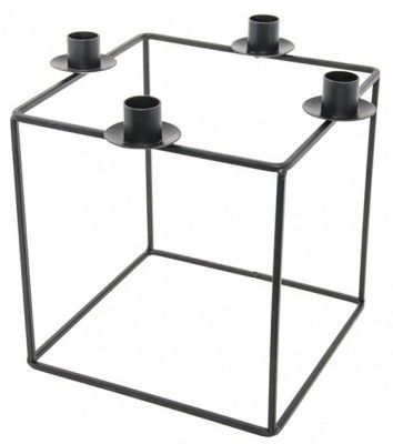 Chaks 10035, Grand Bougeoir cube métal Noir 24cm