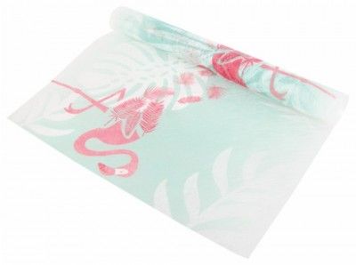 Chaks 1016, CHEMIN de table romance ligne Flamants Roses, rose et vert 5m