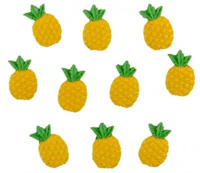 Chaks 10391, Sachet de 10 Confettis Ananas adhésifs en résine 2,9cm