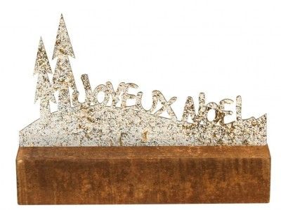 Chaks 10485, Centre de table Joyeux Noël avec sapins en bois et métal 20cm