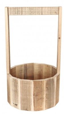 Support bois rond avec anse en bois 38cm