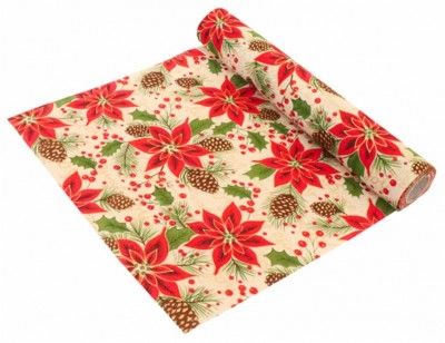 Chaks 11485, Chemin de table Poinsettias rouge avec paillettes