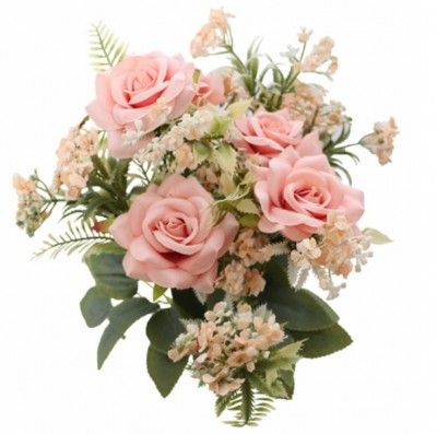 Chaks 11569-03, Grand Bouquet de 5 Roses avec feuillage 40,5cm ROSE