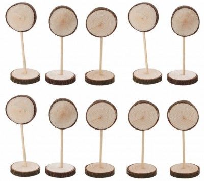 Chaks 11586, Lot de 10 Marque-places rondin en bois sur tige 13,5cm