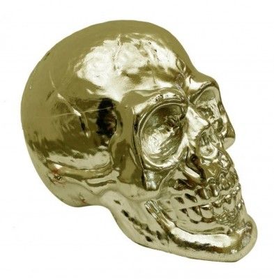 Crâne tête de mort 17cm, métallisée Or