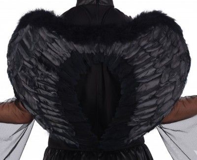 Ailes d'ange en plumes 45x60cm, Noir