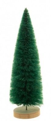 Sapin sur rondin bois 33cm, Vert forêt