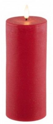 Grande Bougie cire flamme led réaliste Rustique Timer 17,5cm rouge