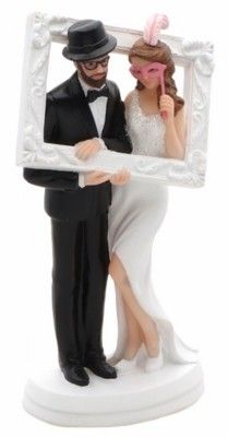 Couple résine Mariés dans cadre photobooth 18cm