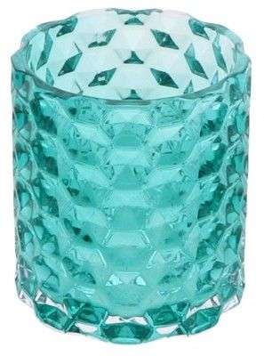 LOT de 8 Photophores Porte-bougie Bradley verre 8,8cm Bleu canard