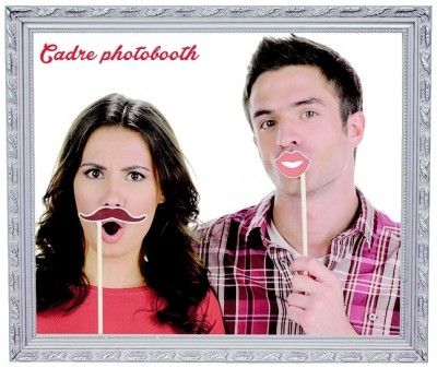 Cadre PhotoBooth en bois 67cm, moulure Argent