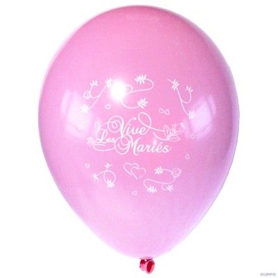 Sachet 10 ballons Vive Les Mariés, Rose