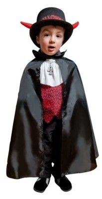 P'TIT Clown re16202 - Cape tissu polyester noir avec col 67 cm, enfant
