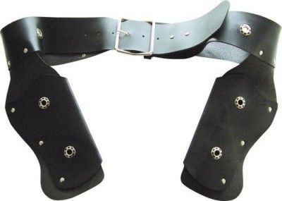 P'TIT Clown re16830 - Ceinture simili cuir holster noir avec 2 étuis pour pistolet, adulte