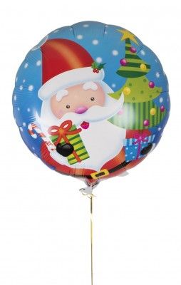 P'TIT Clown re19101, Ballon alu rond Père Noël et sapin 32 cm