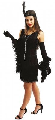 P'TIT Clown re90261 - Costume adulte robe charleston noire taille L/XL