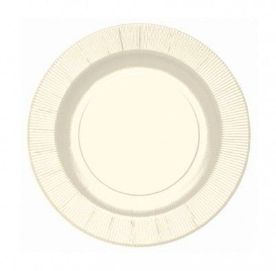 Chaks 243KTFO, Lot de 8 assiettes RIGHE carton COMPOSTABLES 21 cm, blanc/crème