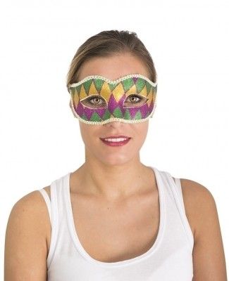 P'TIT Clown re25510 - Loup vénitien plastique, Arlequin, violet, vert et or
