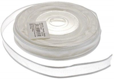 Ruban 20m à BORDS satinés (12mm) - blanc