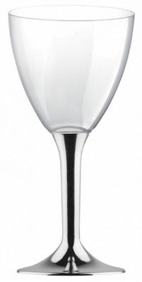 20 Grands verres à Eau ou Vin, pied CHROMÉ ARGENT brillant