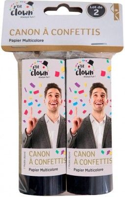 P'TIT Clown re28013 - Lot de 2 canons à confettis 11 cm, papier Multicolore