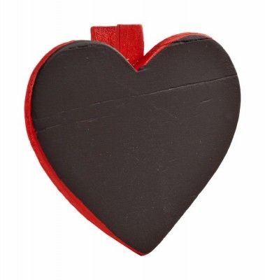 Sachet de 6 Coeurs Ardoise sur pince, Rouge