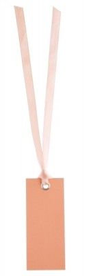 Sachet de 12 marque places rectangle avec ruban, Corail