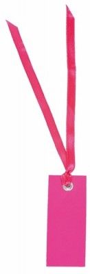 Sachet de 12 marque places rectangle avec ruban, Fuchsia