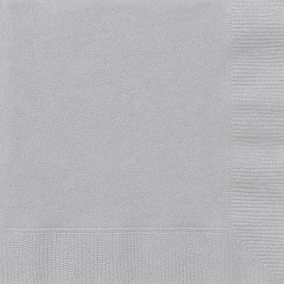 Sachet de 20 Grandes Serviettes en papier Gris/Argent 33 x 33 cm