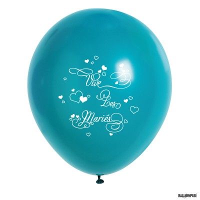 Sachet 10 ballons Vive Les Mariés, Turquoise