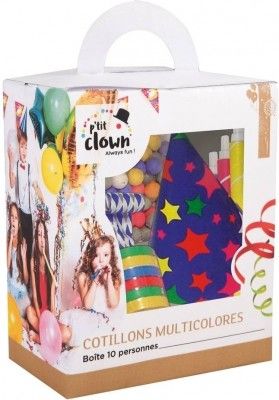 P'TIT Clown re36389 - Kit en boite cotillons pour 10 personnes