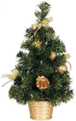 Petit sapin de Noël artificiel 43177 avec décorations Dorées, 30 cm