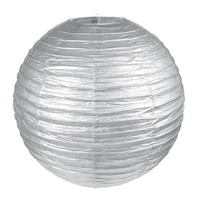 SANTEX 4332-4, Sachet de 2 lanternes Métallisées de 30cm couleur Argent