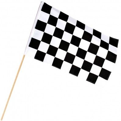Drapeau DAMIER racing rectangle 30x45cm avec manche