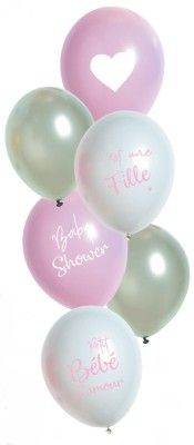 Sachet de 6 ballons Baby Shower Fille