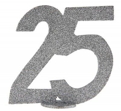 Chiffre Anniversaire vertical déco, 25 ans ARGENT