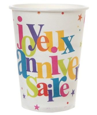 Sachet de 10 Gobelets Joyeux Anniversaire FESTIF