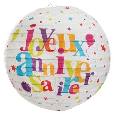 SANTEX 4817-99, Sachet de 2 lanternes Joyeux Anniversaire FESTIF 20cm, Multicolore