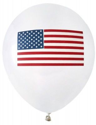 Sachet de 8 Ballons latex 23cm AMERIQUE, tricolore